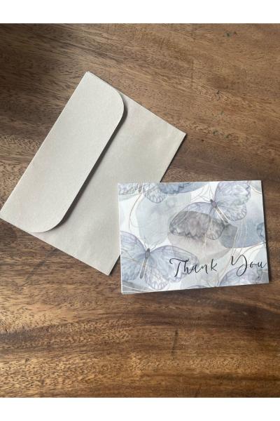 Greeting Card - Thank You Grey Butterfly 